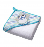 Hooded Towel Terry - White Owl - 100x100cm