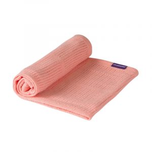 Cellular Baby Cot Blanket - Coral