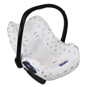 Carseat Cover - White/Silver Stars