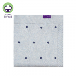 Knitted Pom Pom Blanket - Blue