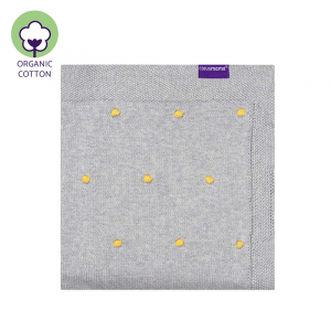 Knitted Pom Pom Blanket - Grey