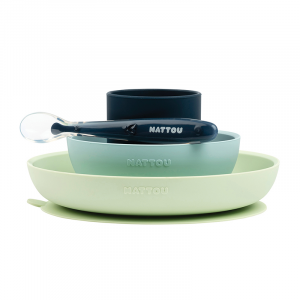 Silicone Dinner Set - 4Pcs - Green/Blue