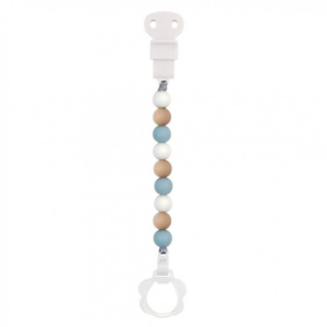 Nattou Pacifier Clip – Blue, Beige & White