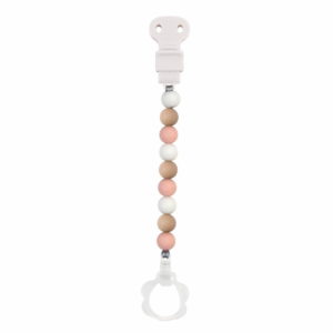 Nattou Pacifier Clip – Pink, Beige & White