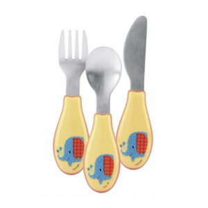 Stainless Steel Spoon, Fork & Knife - Yellow
