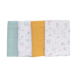 Muslin Cloths - Yellow/Mint - 4Pcs