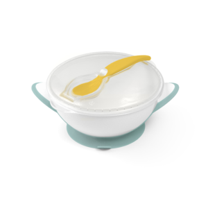 Suction Bowl with Spoon - Green
