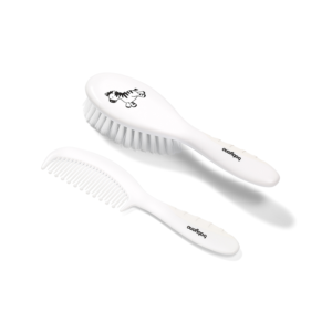 Soft Bristle Hairbrush & Comb - White