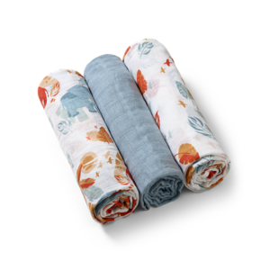 Muslin Diapers  Super Soft – Orange/Blue – 3 pcs