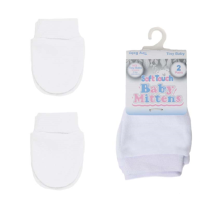 Premature Baby Mittens – White – 2 Pairs