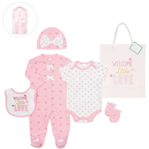 Baby Set – 6 pieces – Pink & White