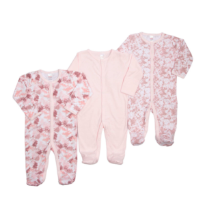 Baby Grows – Set of 3 – Pink - 0-3 Months