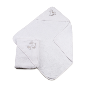 Hooded Robe – White Elephant/Horse