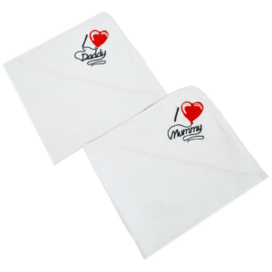 Hooded Towel – I Love Mum/Dad
