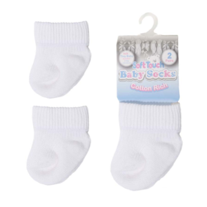 Premature Baby Socks - White - 2 Pairs