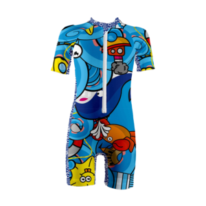 Blue Sunsuit - Short Sleeves - 4-6 Yrs