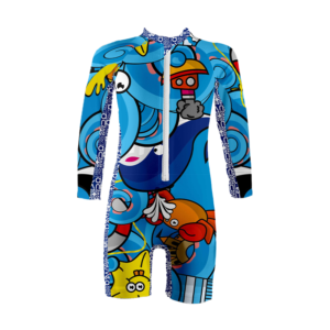 Blue Sunsuit - Long Sleeves - 4-6 Yrs