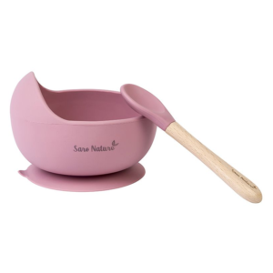 Silicone Bowl and Spoon - Pink