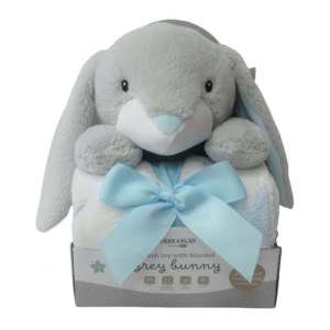 Free2play Plush Toy with Blanket - Grey Bunny