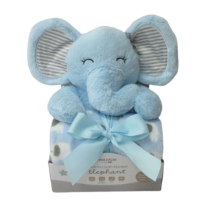 Free2play Plush Toy with Blanket – Blue Elephant