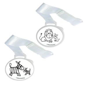 Pacifier Holder – x2 – Zebra & Lion